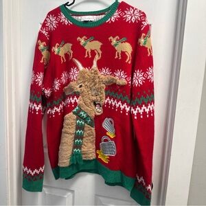 Festive Red Sweater with Reindeer Design